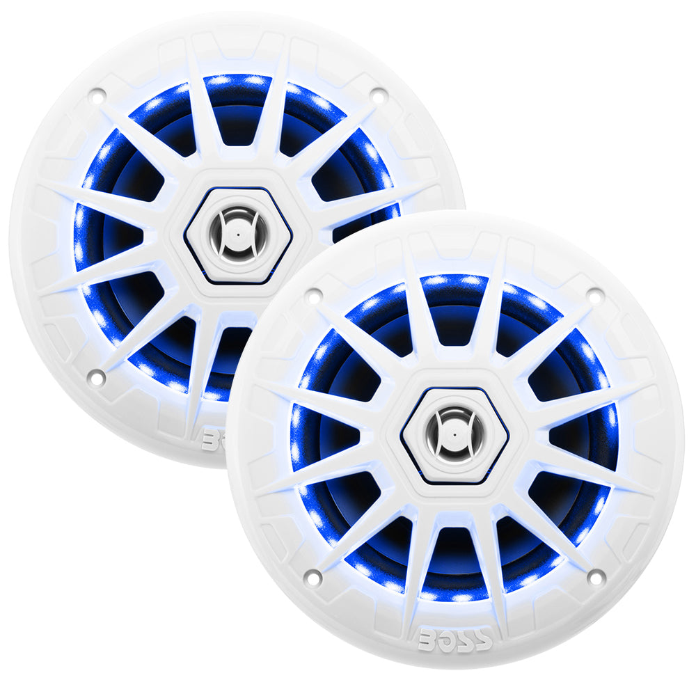 Boss Audio 6.5in MRGB65 Speakers with RGB Lighting - White - 200W | SendIt Sailing