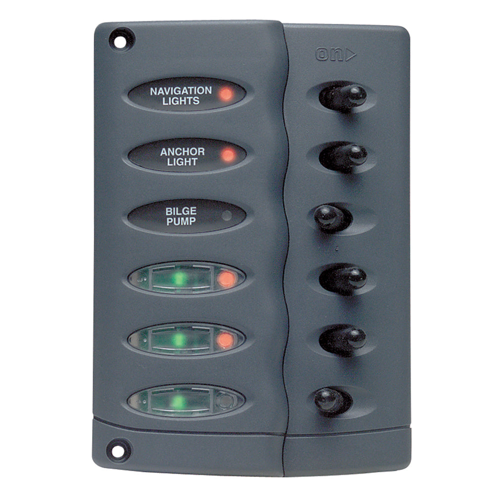 Marinco Contour Switch Panel - Waterproof 6 Way with PTC Fusing | SendIt Sailing