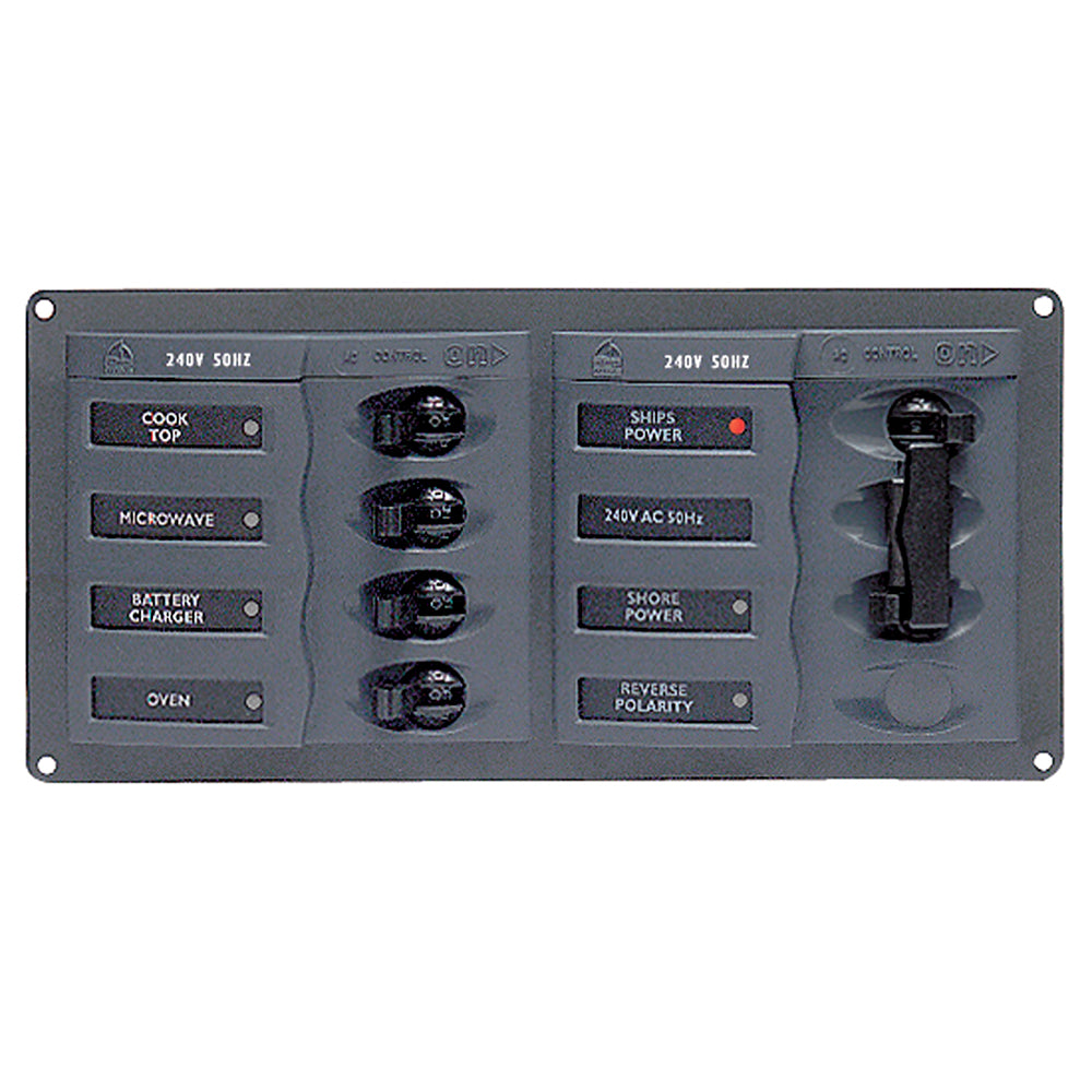 BEP AC Circuit Breaker Panel without Meters, 4 Way Panel 2 Mains - 240V | SendIt Sailing