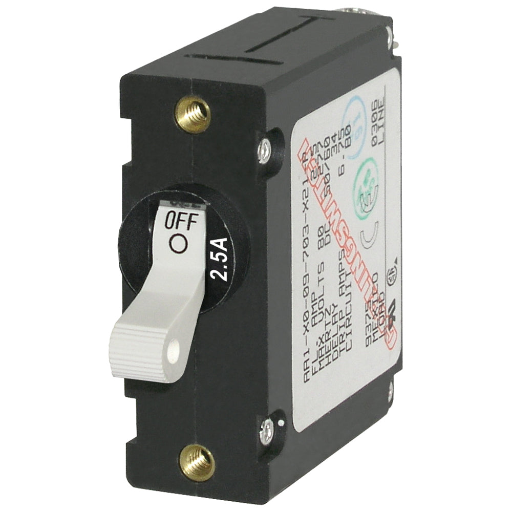 Blue Sea 7197 A-Series White Toggle Circuit Breaker - Single Pole 2.5A | SendIt Sailing