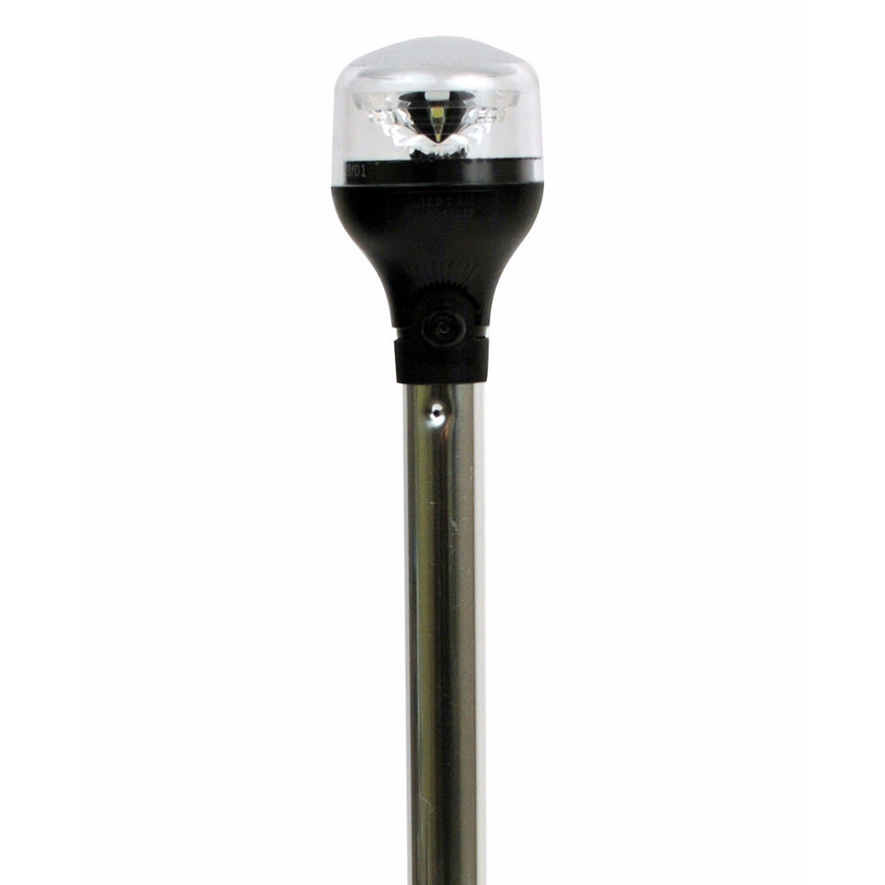 Attwood LightArmor All-Around Light - 20in Aluminum Pole - Black Vertical Composite Base with Adapter | SendIt Sailing