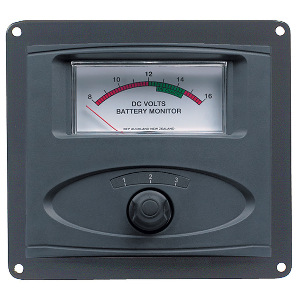 BEP 3 Input Panel Mounted Analog 12V Battery Condition Meter (Expanded Scale 8-16V DC Range) | SendIt Sailing