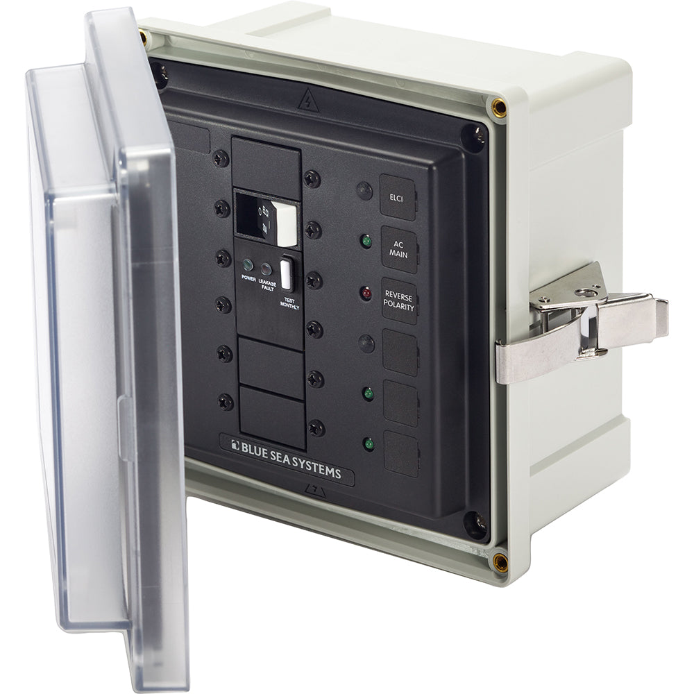 Blue Sea 3118 - SMS Panel Enclosure with ELCI (50A) and 2 Blanks - 120V AC | SendIt Sailing
