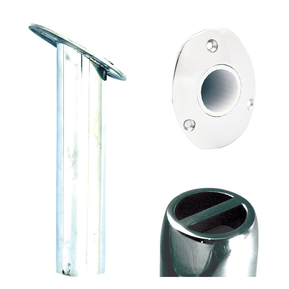 Tigress Oval Head SS Gunnel Mount Rod Holder - 30 degree - 9in - 4-Pack | SendIt Sailing