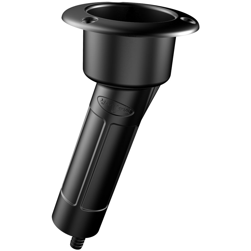 Mate Series Plastic 15 degree Rod and Cup Holder - Drain - Round Top - Black | SendIt Sailing