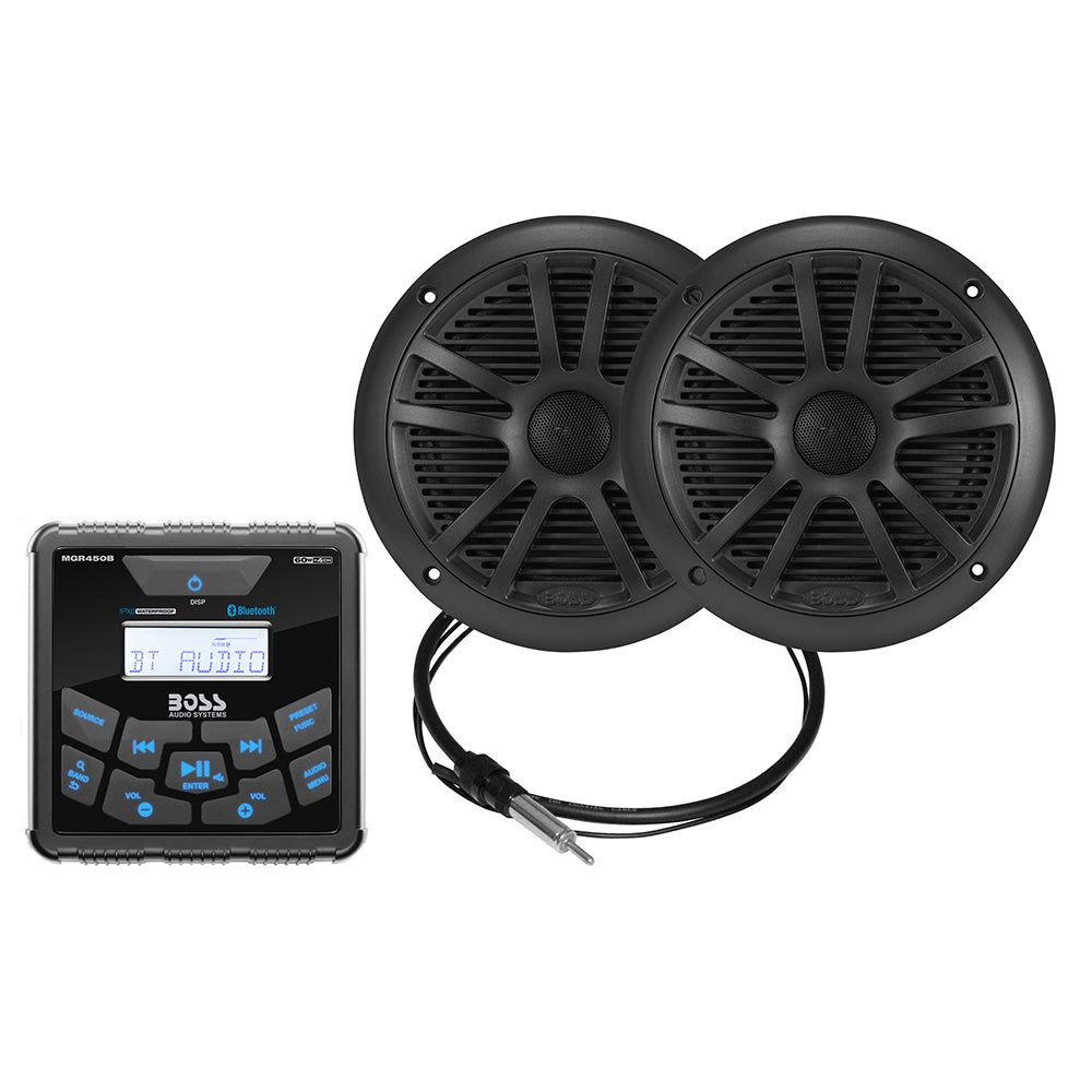 Boss Audio MCKGB450B.6 Marine Stereo and 6.5in Speaker Kit - Black | SendIt Sailing