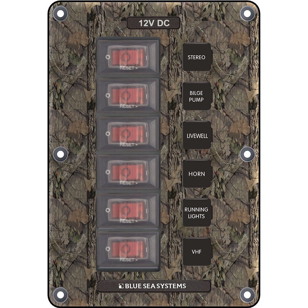 Blue Sea 4325 Circuit Breaker Switch Panel 6 Position - Camo | SendIt Sailing