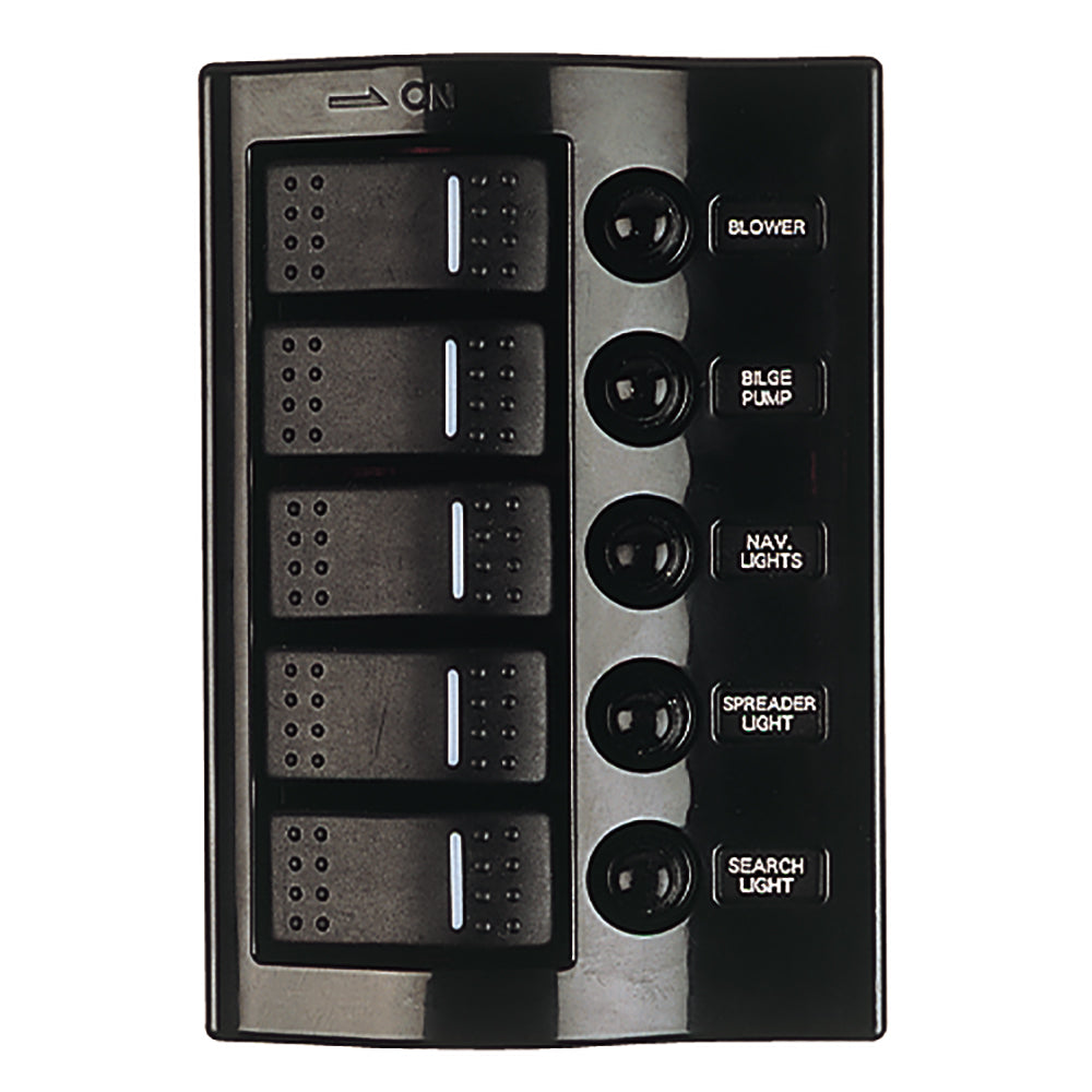 Sea-Dog Nylon Circuit Breaker Panel - 5 Circuit - Wave Style | SendIt Sailing