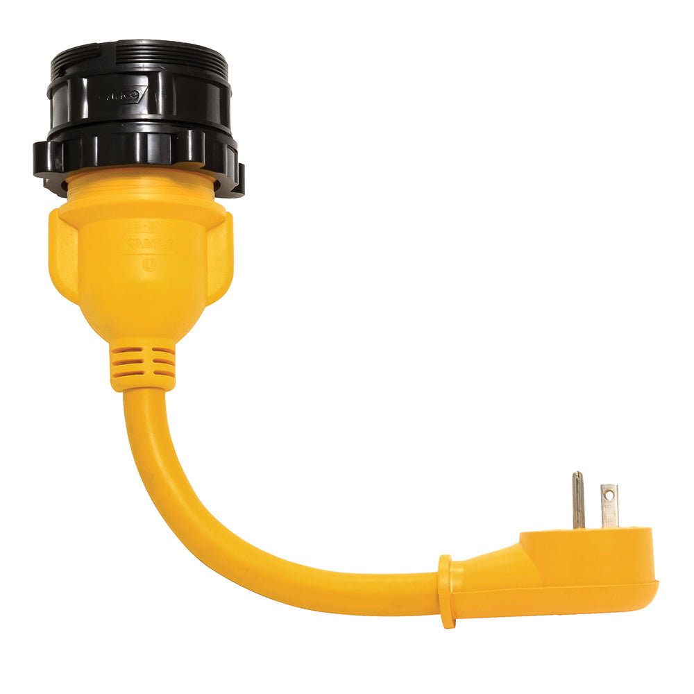 Camco PowerGrip Locking Adapter - 15A/125V Male to 30A/125V Female Locking | SendIt Sailing