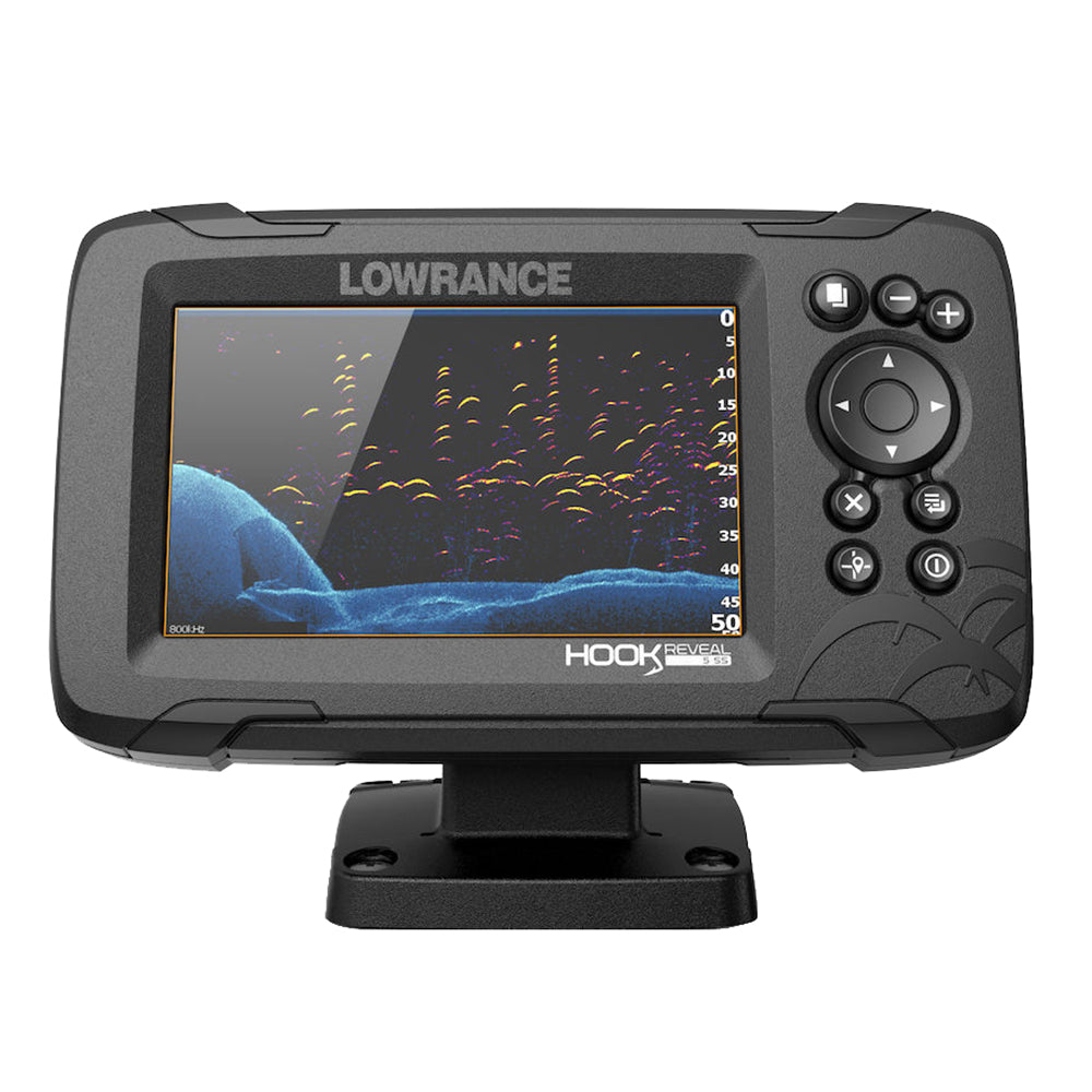 Lowrance HOOK Reveal 5 Chartplotter/Fishfinder with SplitShot Transom Mount Transducer and US Inland Charts | SendIt Sailing