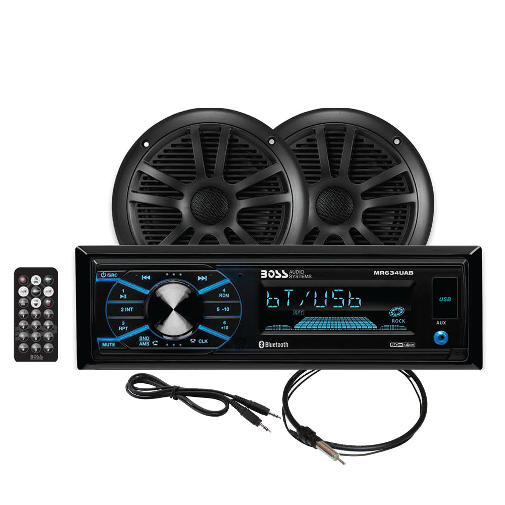 Boss Audio MCBK634B.6 Marine Stereo and 6.5in Speaker Kit - Black | SendIt Sailing