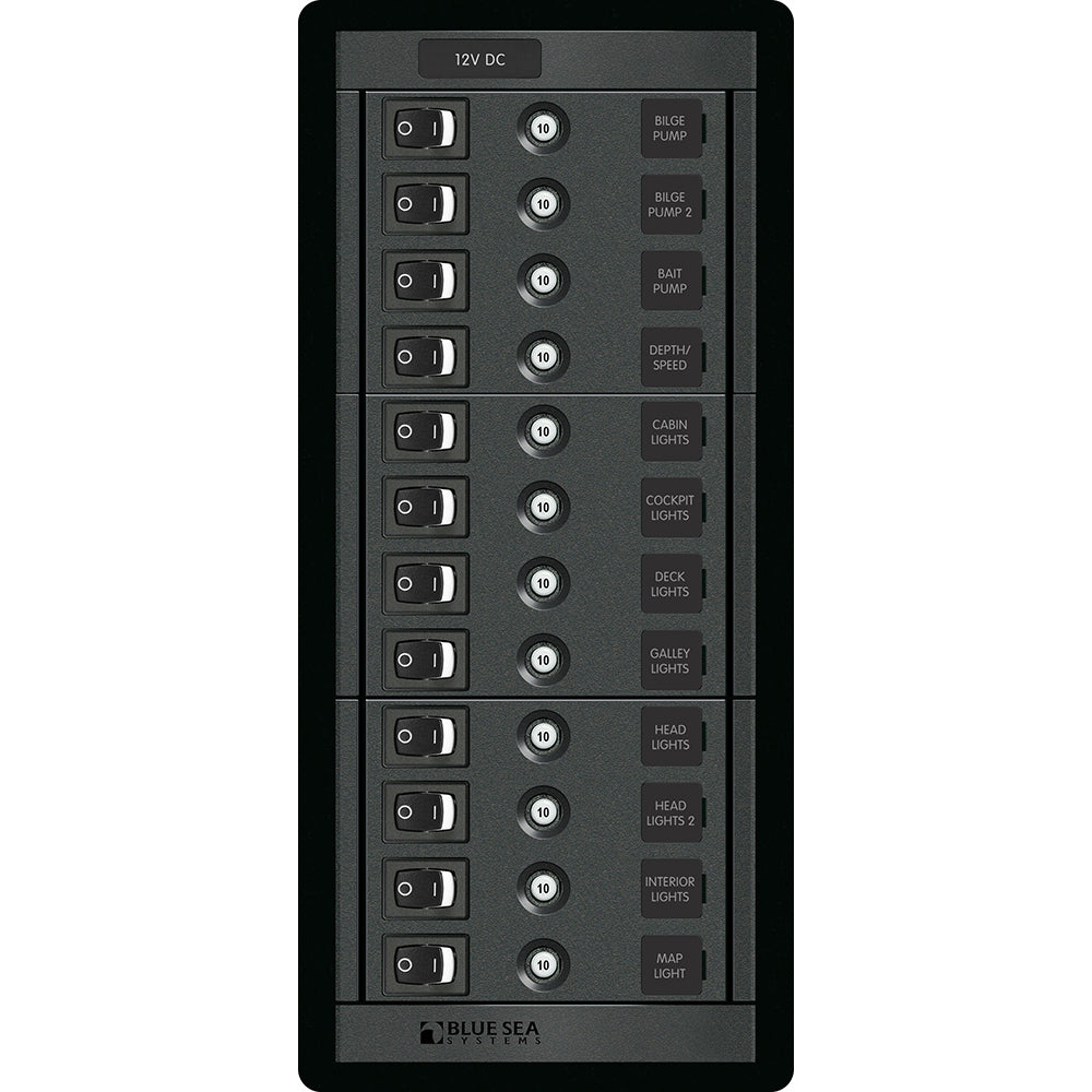 Blue Sea 1461 12 Position Circuit Breaker Panel - 12V - 120A | SendIt Sailing