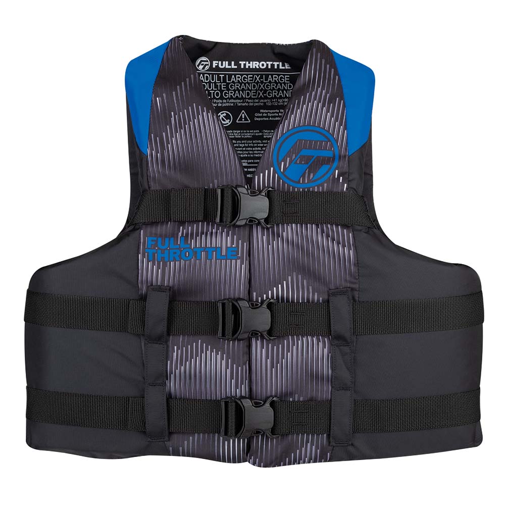 Full Throttle Adult Nylon Life Jacket - 4XL/7XL - Blue/Black | SendIt Sailing