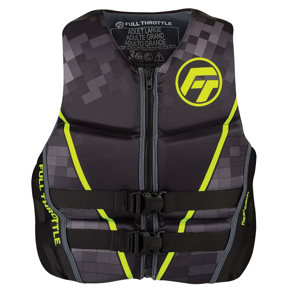 Full Throttle Menfts Rapid-Dry Flex-Back Life Jacket - XL - Black/Green | SendIt Sailing