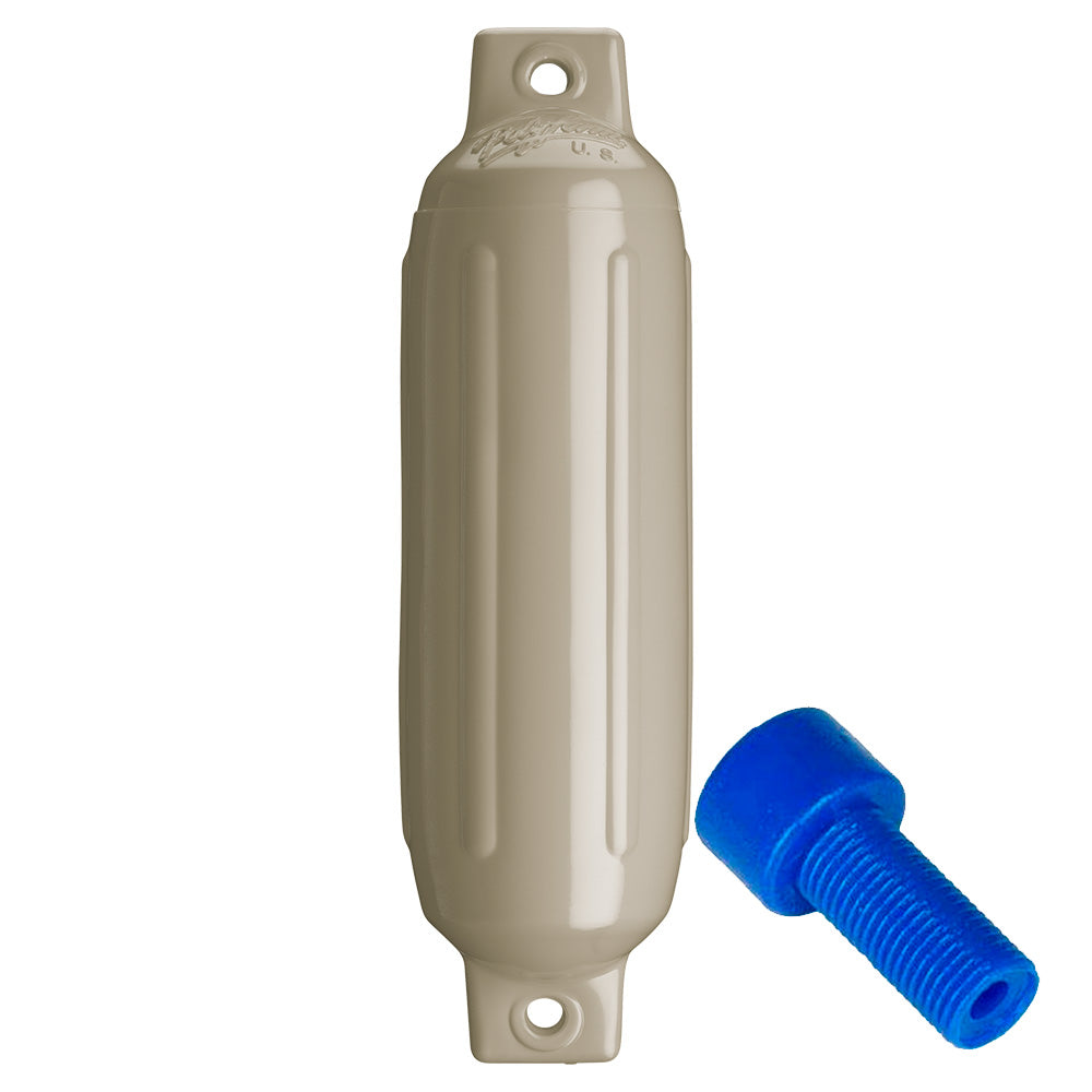 Polyform G-1 Twin Eye Fender 3.5in x 12.8in - Sand with Adapter | SendIt Sailing