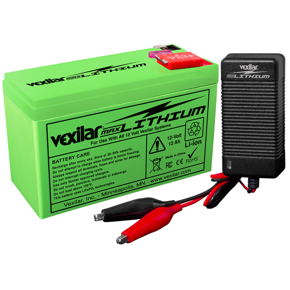 Vexilar 12V - 12 AH MAX Lithium Battery with V-420L Rapid Charger | SendIt Sailing