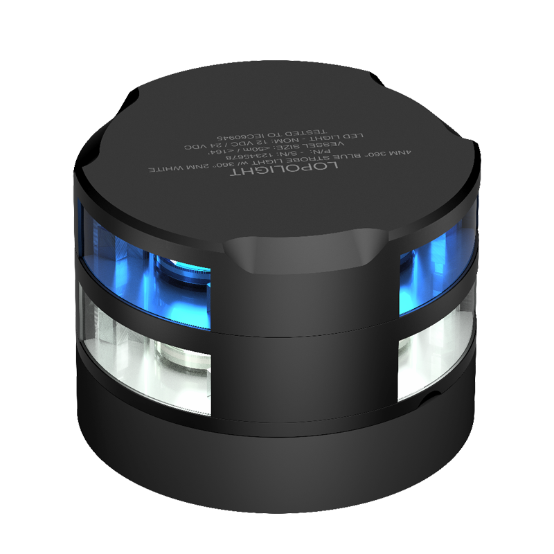 Lopolight 4nm 360 Degree Blue Strobe with 2nm 360 Degree White Black | SendIt Sailing