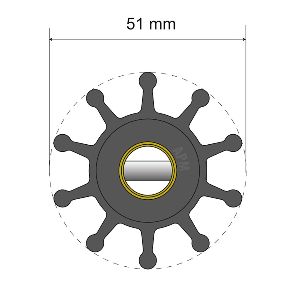 Albin Group Premium Impeller Kit - 51 x 12.7 x 22mm - 10 Blade - Pin Insert | SendIt Sailing