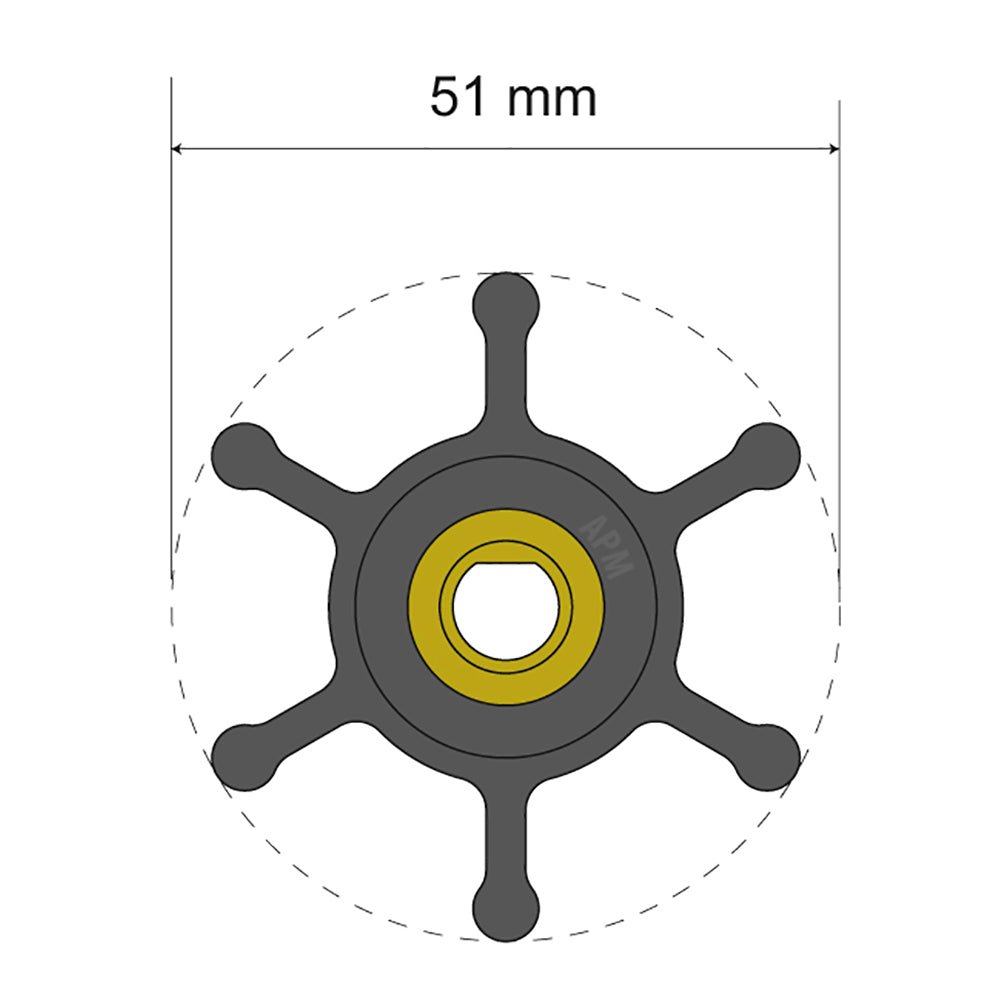 Albin Group Premium Impeller Kit - 51 x 8 x 22mm - 6 Blade - Single Flat Insert | SendIt Sailing