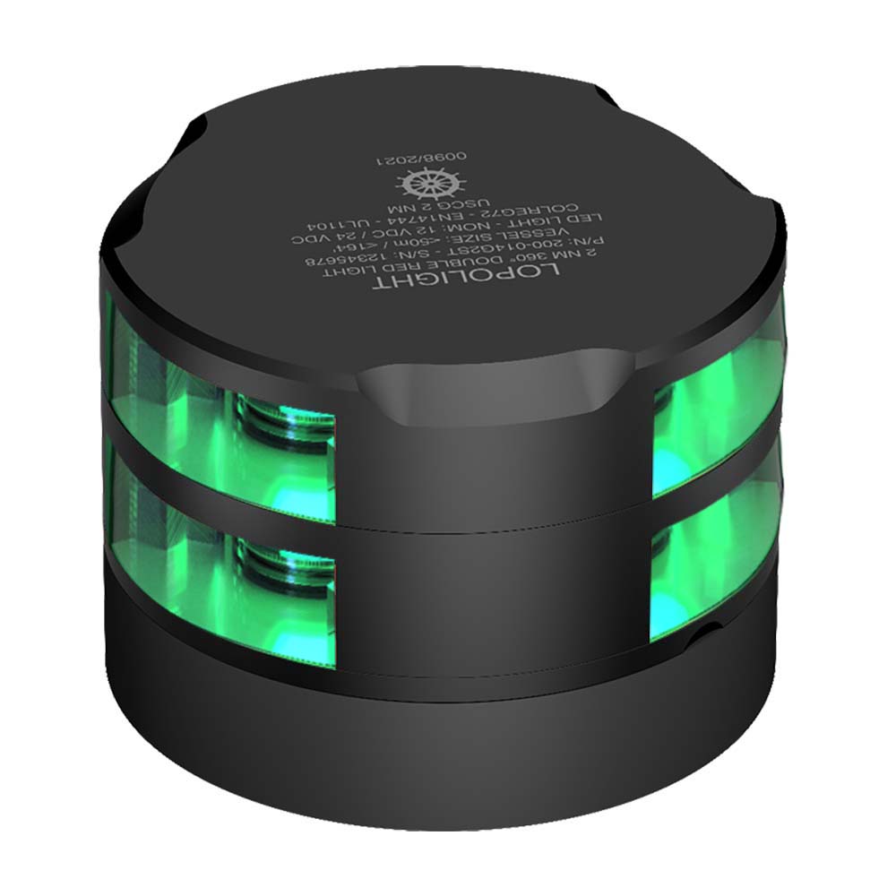 Lopolight 2nm Double Stacked Navigation Light Horizontal Mount Green Black | SendIt Sailing