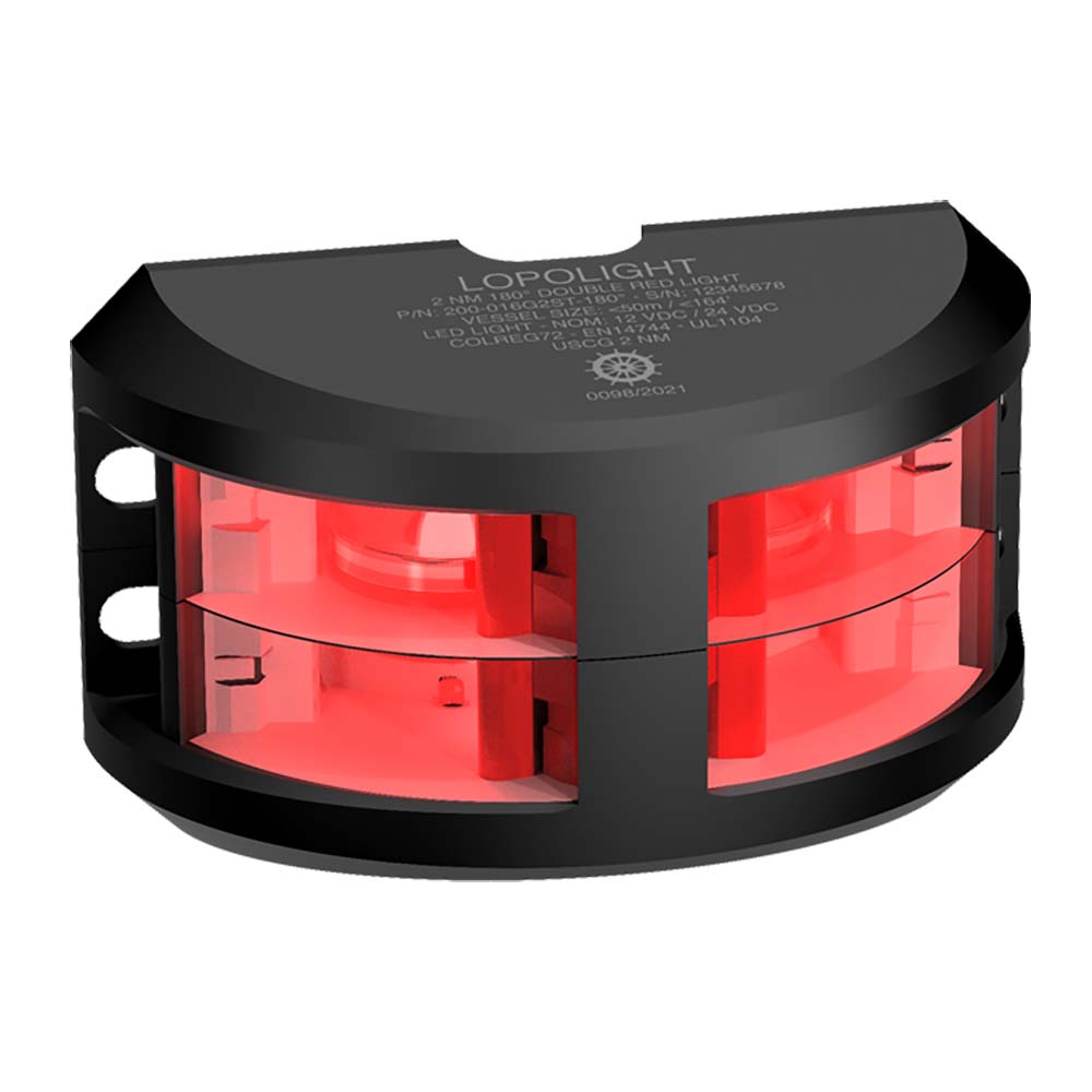 Lopolight 2nm Double Stacked Navigation Light Vertical Mount Red -Black | SendIt Sailing