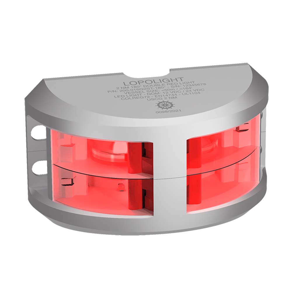 Lopolight 2nm Double Stacked Navigation Light Vertical Mount Red Silver | SendIt Sailing