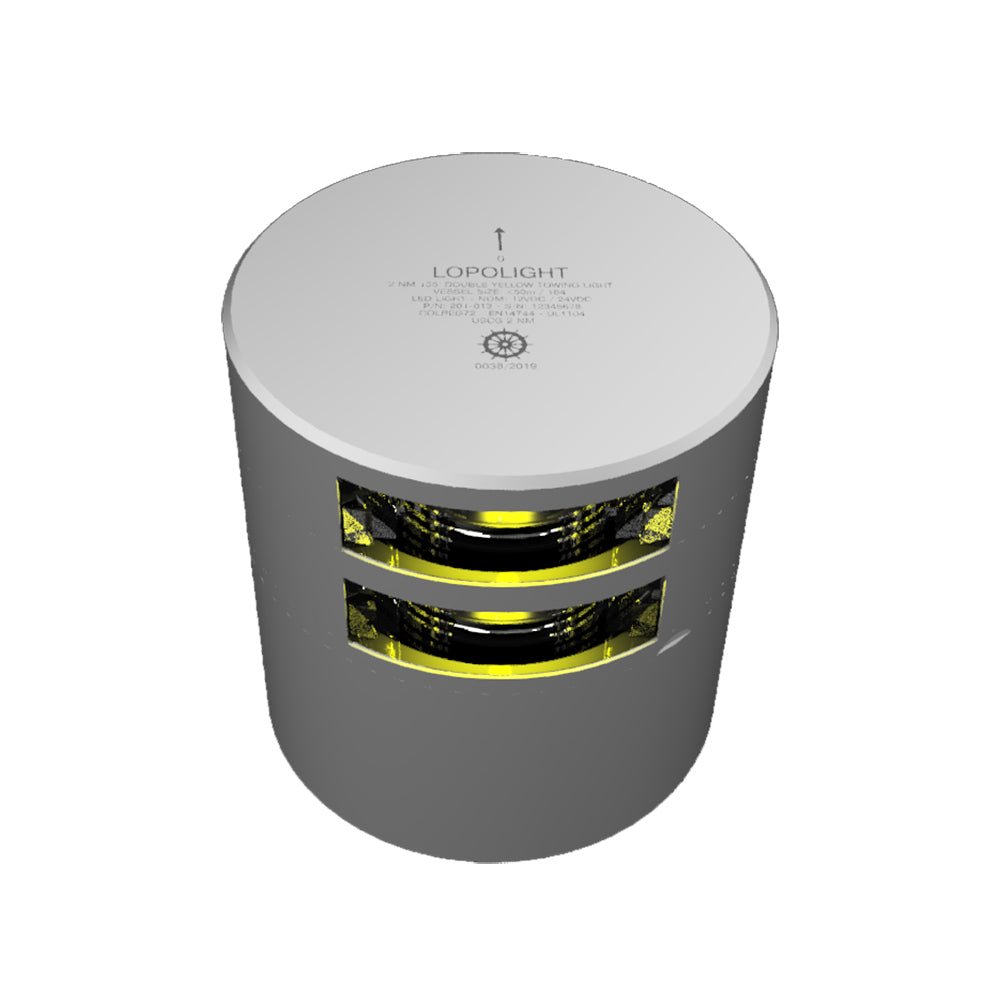 Lopolight 2nm Double Stern Towing Light Horizontal Mount Amber Silver | SendIt Sailing