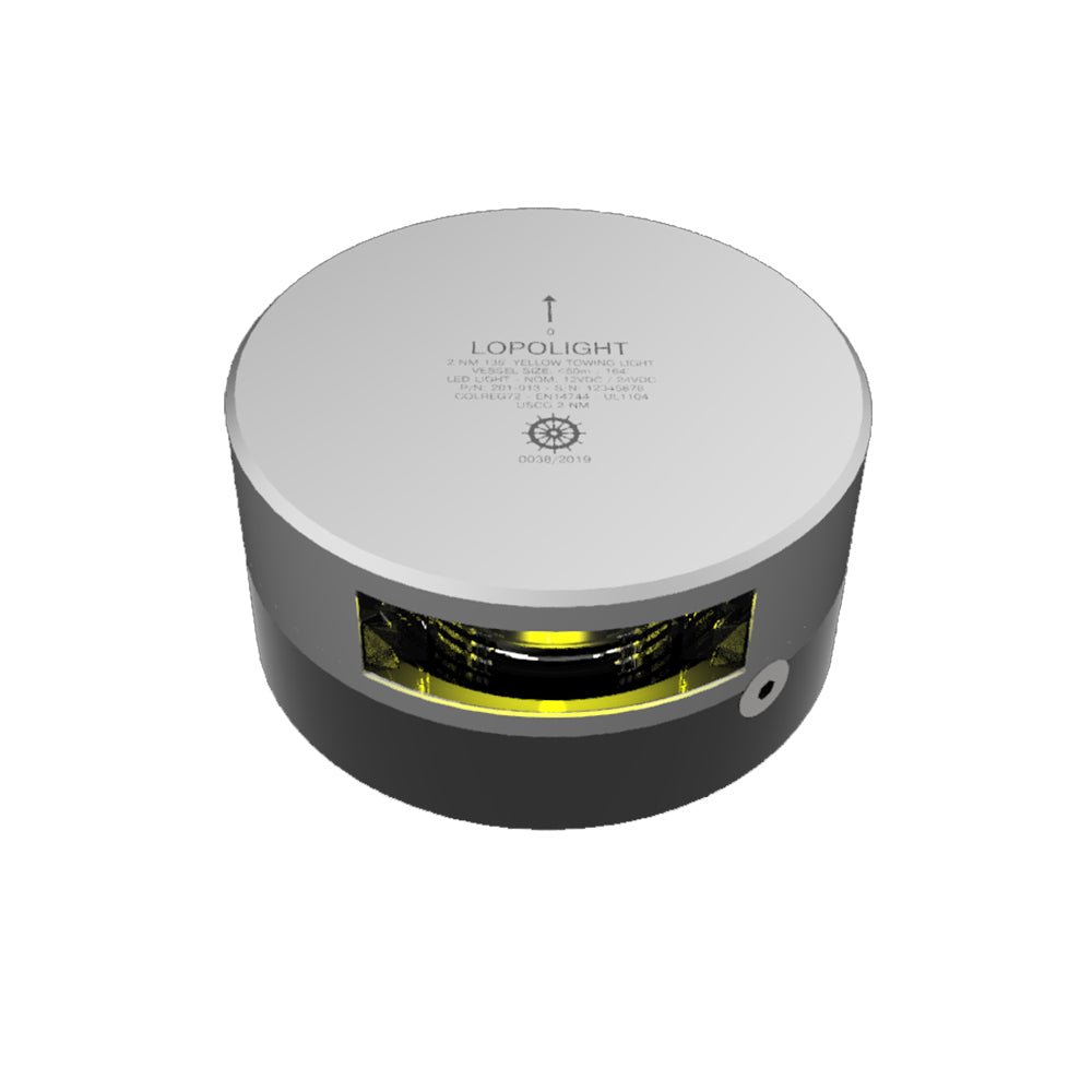 Lopolight 2nm Stern Towing Light Horizontal Mount Amber Silver | SendIt Sailing