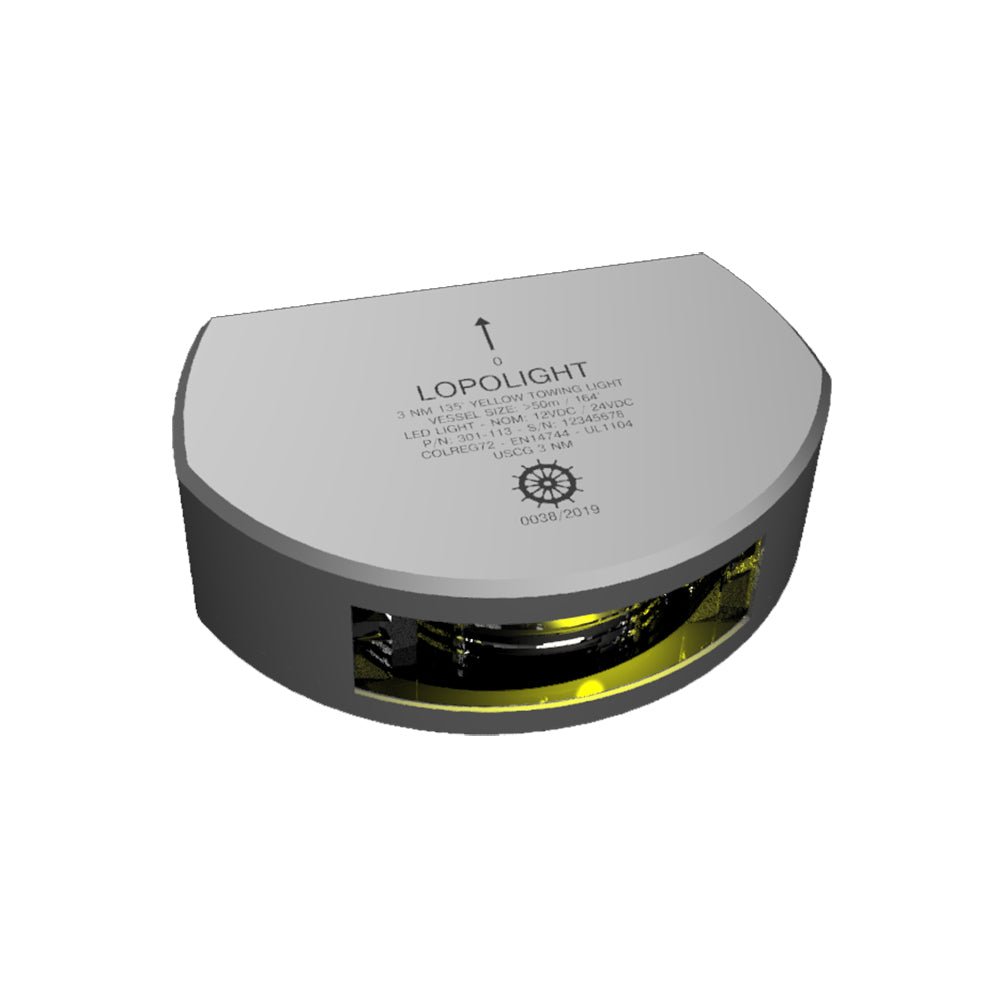 Lopolight 2nm Stern Towing Light Vertical Mount Amber Silver | SendIt Sailing