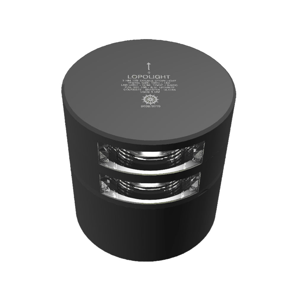 Lopolight 3nm Double Stacked Stern Light Horizontal Mount White Black | SendIt Sailing