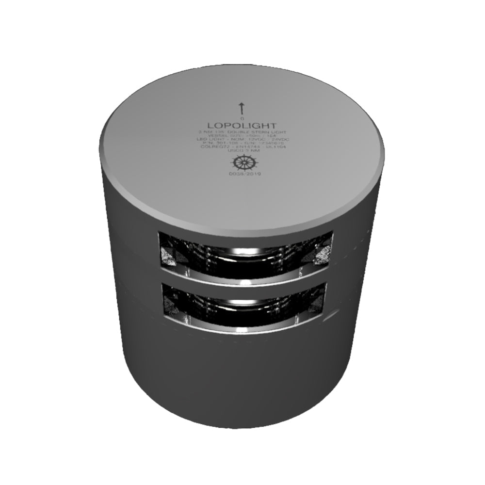 Lopolight 3nm Double Stacked Stern Light Horizontal Mount White Silver | SendIt Sailing