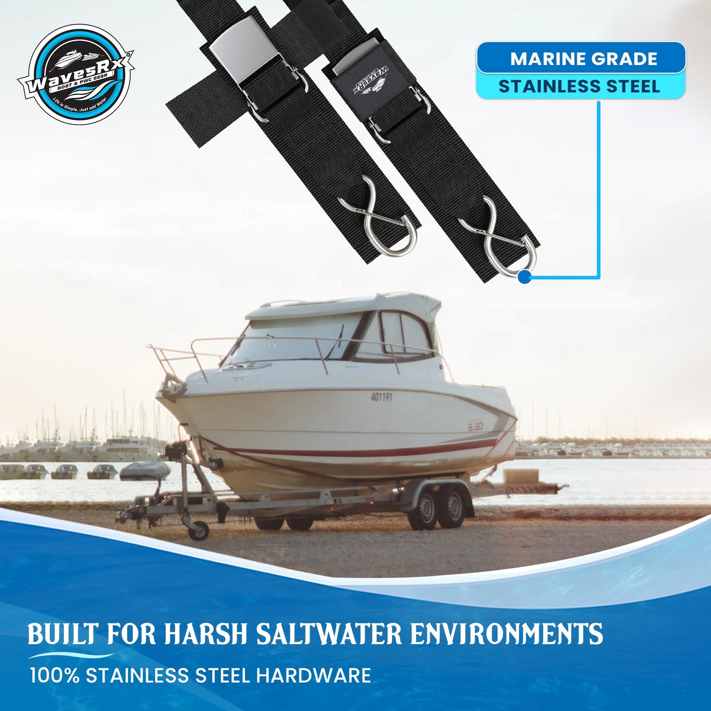 48" TRANSOM STRAPS SS