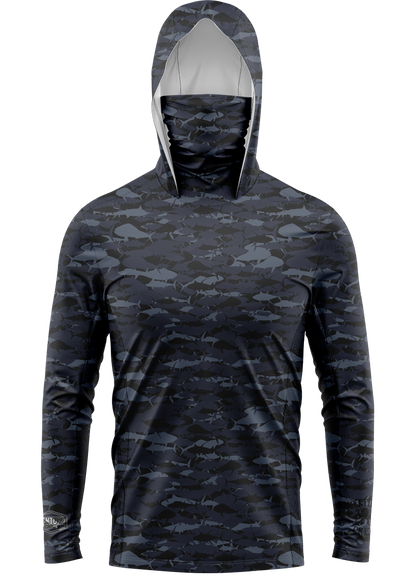 Pelagic Dark Camo Face Buff Dri Fit Hoodie  (Adult/Youth)