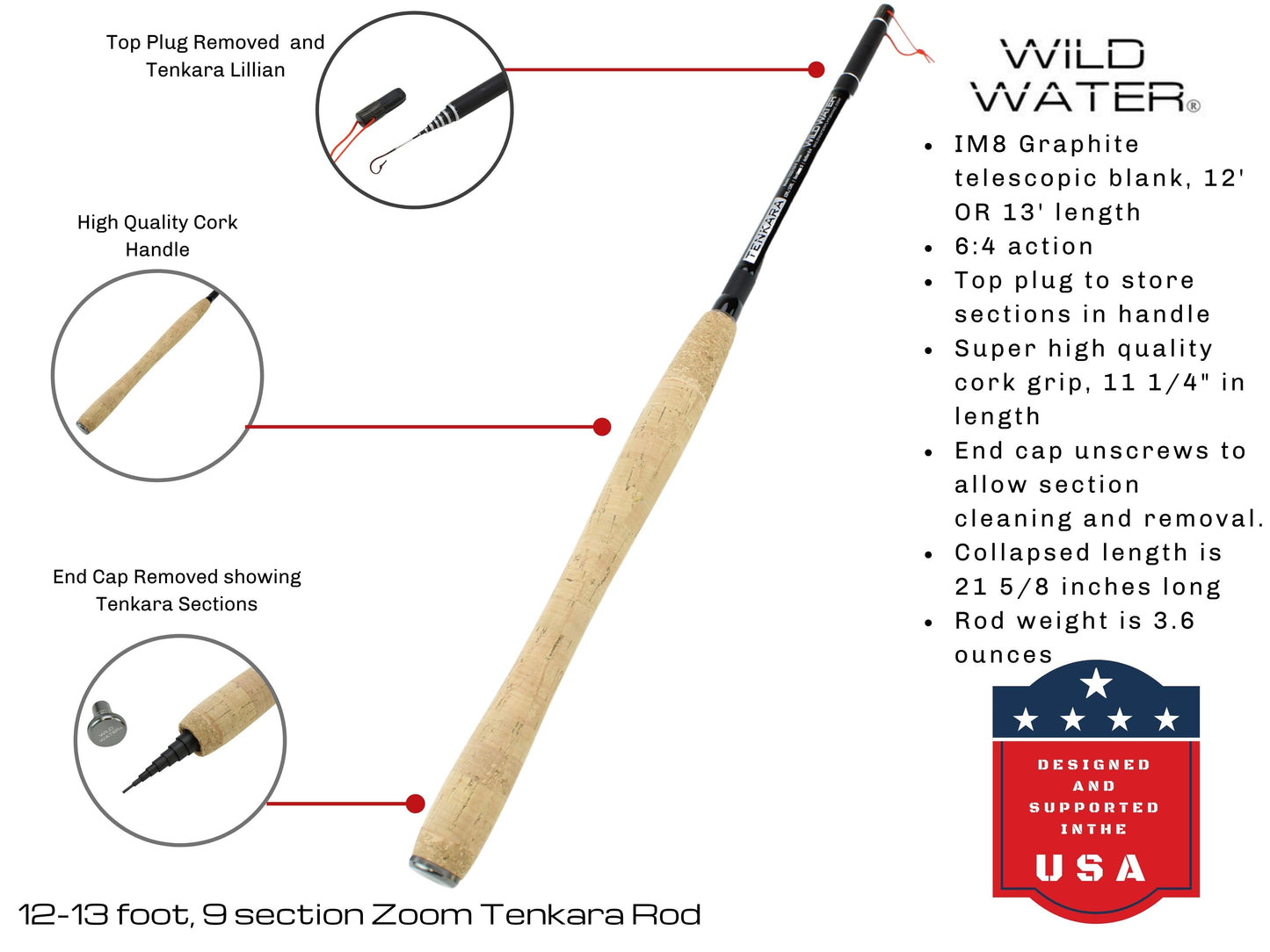 Wild Water Fly Fishing 12ft - 13ft Zoom Tenkara Rod | SendIt Sailing