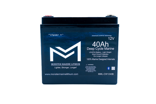 12v 40Ah Deep Cycle  Lithium Marine Battery "Viper" -  Bluetooth - MML-CW1240B