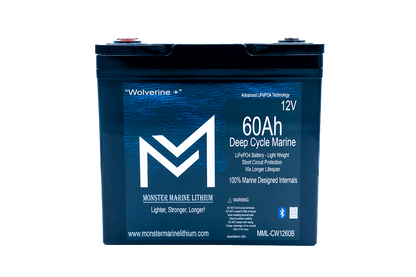 12v 60Ah Deep Cycle Lithium Marine Battery "Wolverine" - Bluetooth - MML-1260B