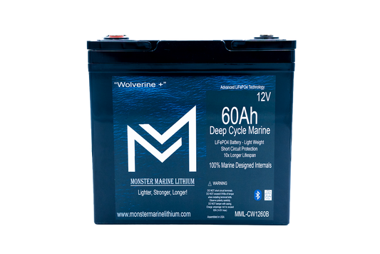 12v 60Ah Deep Cycle Lithium Marine Battery "Wolverine" - Bluetooth - MML-1260B