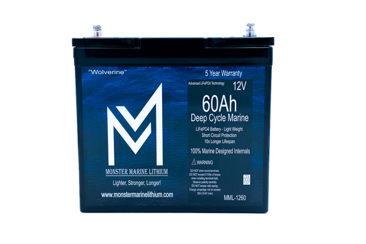 12v 60Ah Deep Cycle Lithium Marine Battery "Wolverine" - MML-1260