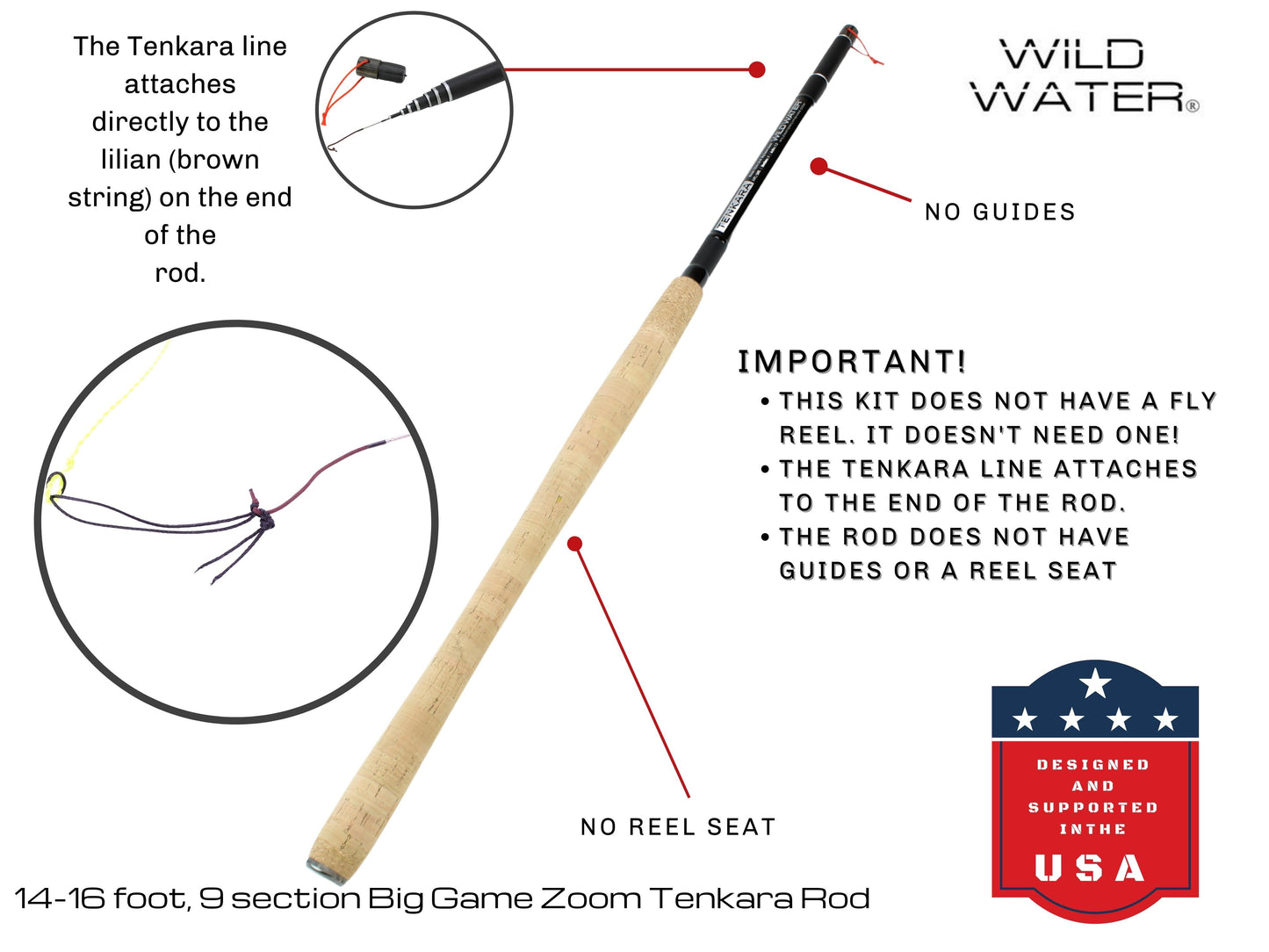 Wild Water Fly Fishing 14ft - 16ft Big Game Zoom Tenkara Rod | SendIt Sailing