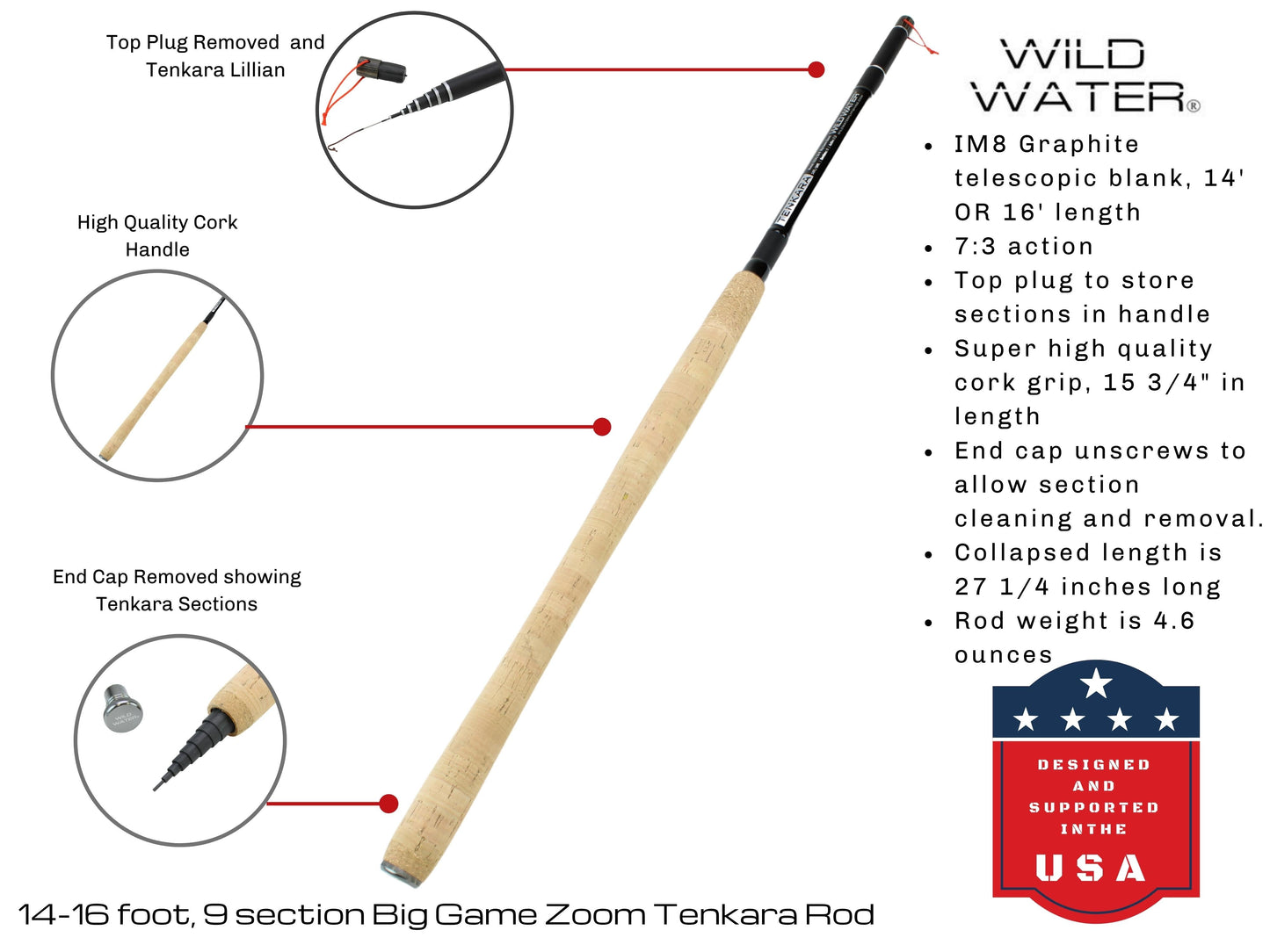 Wild Water Fly Fishing 14ft - 16ft Big Game Zoom Tenkara Rod | SendIt Sailing