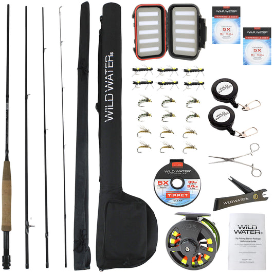 Wild Water Deluxe Fly Fishing Kit, 8 ft 5 wt 4 piece Rod | SendIt Sailing