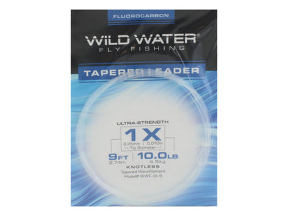 Wild Water Fly Fishing Fluorocarbon Leader 1X, 9ft (Qty 3) | SendIt Sailing