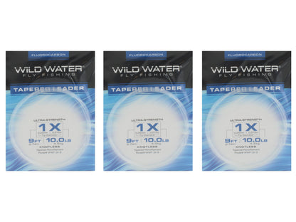 Wild Water Fly Fishing Fluorocarbon Leader 1X, 9ft (Qty 3) | SendIt Sailing