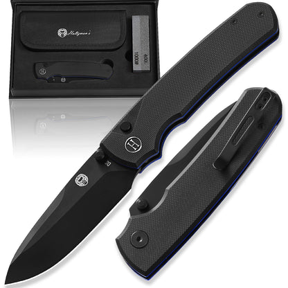 The Loyalist Folding Pocket Knife Giftset for Men and Women (Black and Blue)