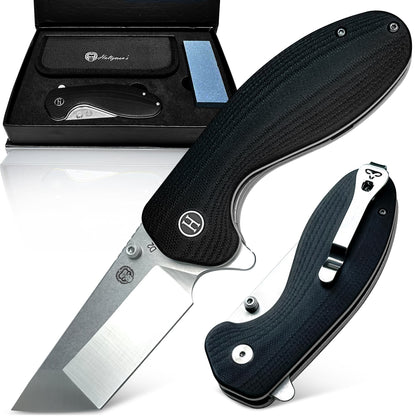 The Clip Point, Pioneer, Wild Trail Folding Pocket Knife Giftset Combo (Silver and Black)