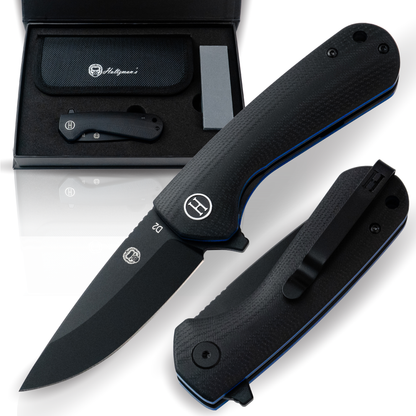 The Peasant Folding Pocket Knife Giftset for Men and Women (Black and Blue)