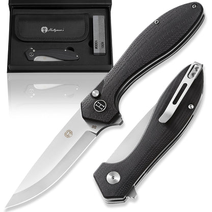 The Vector Folding Pocket Knife Giftset for Men and Women (Black and Silver)