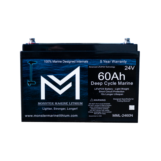 24V 60Ah Lithium Deep Cycle Marine Trolling Battery - Bluetooth - MML-2460B