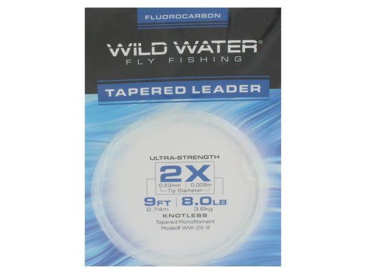 Wild Water Fly Fishing Fluorocarbon Leader 2X, 9ft (Qty 3) | SendIt Sailing