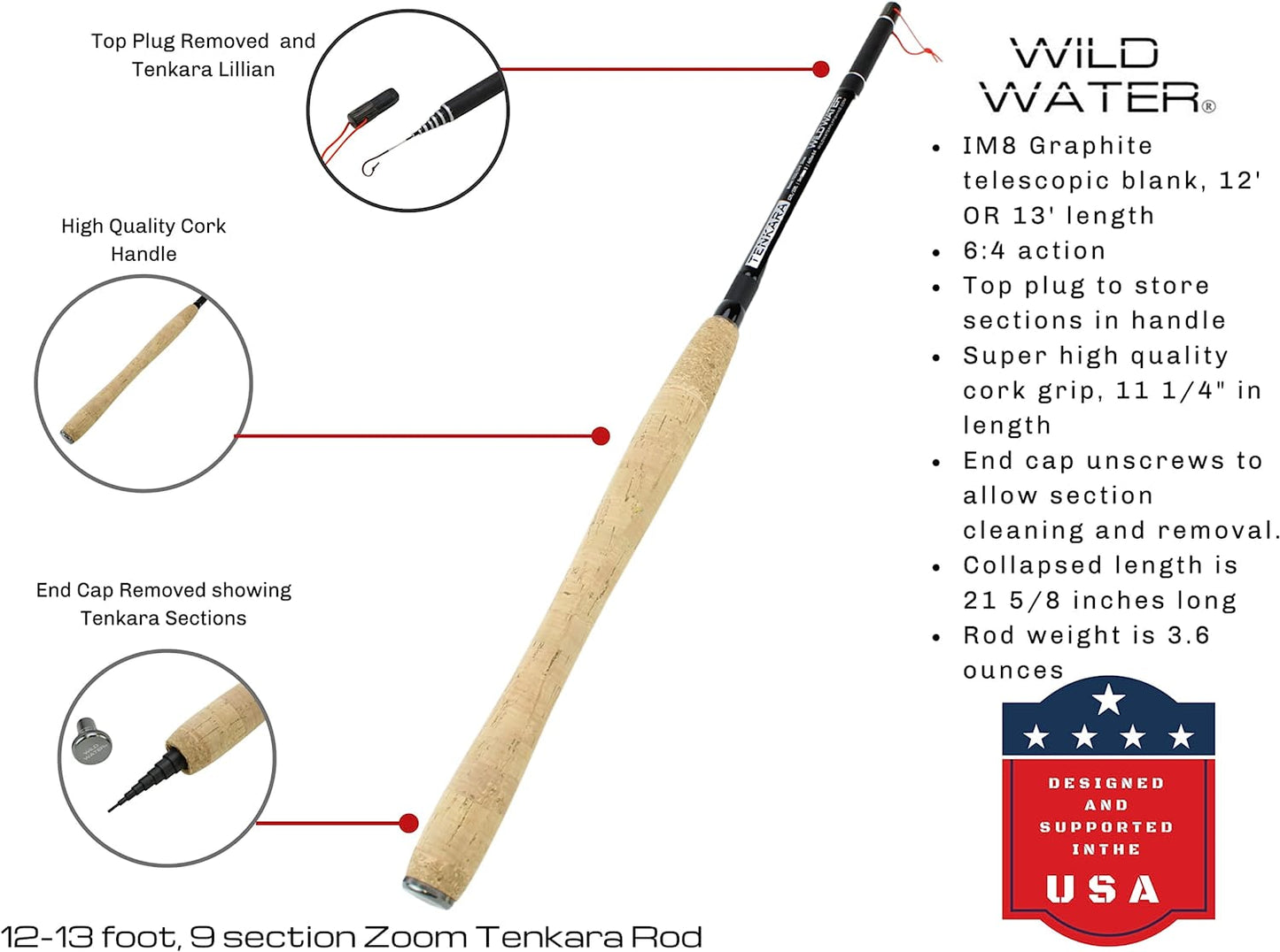 Wild Water Tenkara Zoom Fly Fishing Kit 12-13 ft Rod | SendIt Sailing